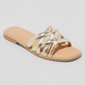 Universal Thread Gold Braided Slide Sandals